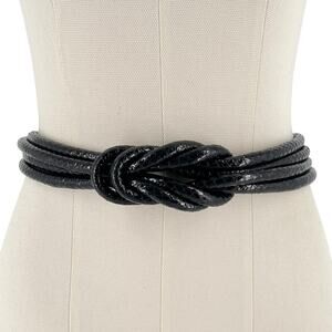 90s black snakeskin knotted cord belt 1990s vintage